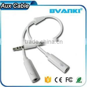 2016 Online Shopping Custom Aux Cable Wholesale for Iphone 3.5mm Y Splitter Audio Cable 1 Male to 2 Female Audio Cable Supplier's Choice thumbnail-1