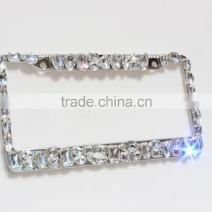 Luxury Diamond Rhinestone License Plate Frames Custom Clear Crystal License Plate Frame thumbnail-1