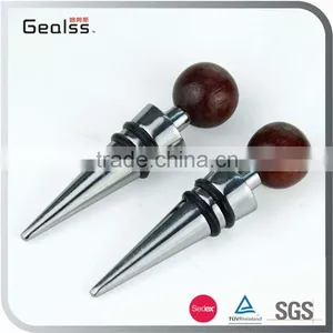 Wood Head Decoration Wine Bottle Stopper Cap Wine Metal Bottle Stopper Supplier's Choice thumbnail-1