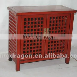 Chinese Antique Furniture Pine Wood Shanxi Red Two Door Cabinet thumbnail-1