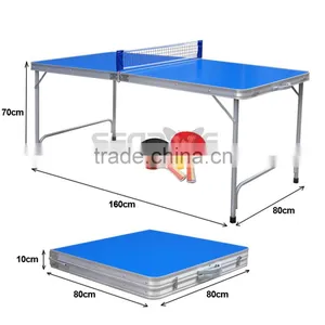 Practice Table Tennis Ping Pong Game Table Indoor Folding Midsize 2 Wood Paddle thumbnail-3