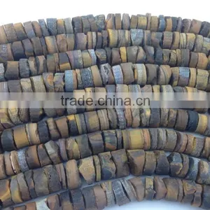 NO PS!!Factory Price Natural Stone Coins Rough Yellow Tiger Eye Stone Loose Beads thumbnail-2