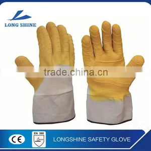 CE Certification Heavy Duty Jersey Liner Wrinkle Latex 3/4 Coated Rubber Safety Cuff Work Glove for Industry thumbnail-1