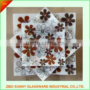 The Round and Square Temperd Glass Plate ,dishes Set of 3pcs thumbnail-2