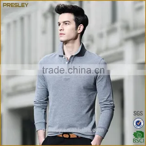 Presley Oem Wholesale Custom Cotton Light Blue Long Sleeve Mens Polo Shirt thumbnail-4
