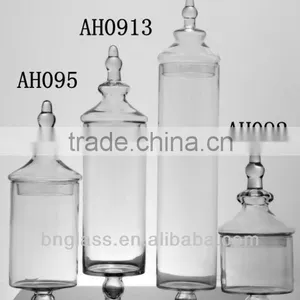 Clear Decorative Glass Apothecary Candy Jar With Lid thumbnail-1