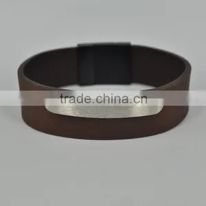 2016 Fashion Magnetic Cow Leather Stainless Steel Bracelet thumbnail-5