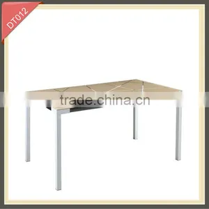 Modern Iron Metal High Gloss Tempered Glass Dining Table Set thumbnail-1