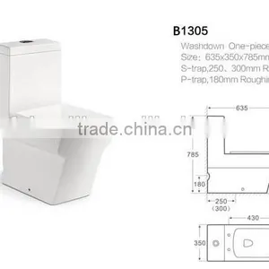 One Piece Washdown Wall Back Toilet Price Foshan Sanitary Ware Toilet Commode B1305 thumbnail-2