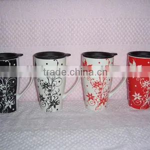 Large New Bone China Travel Coffee Mug thumbnail-1