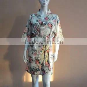 Printing Sexy Satin Silk-like Women Bathrobe thumbnail-1
