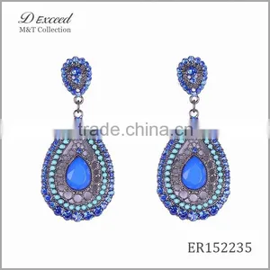 Yiwu Jewelry Factory D Exceed Fashion Crystal Silver Plating Water Drop Earrings Resin Alloy Dangle Earrings thumbnail-6