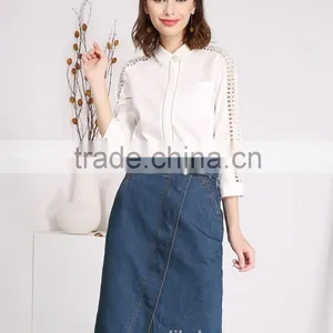 Casual White Chiffon Shirt Top Wpmen Three Quarter Sleeve Teen Girls thumbnail-1