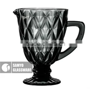 SAMYO Handcrafted Home Usage Pressed Glass Tumblers With Rhombus Pattern thumbnail-2