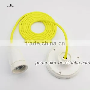 Popular Sale Colourful Ceiling Rose Ceramic Lamp Holder With Braided Wire Cord thumbnail-2