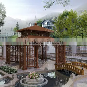 Outdoor Aluminum Frame Doubl Lamp for Wrought Iron Gazebo thumbnail-6