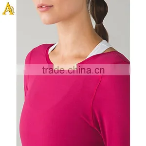 2016 Yoga Plain 88nylon and 12 Spandex Long Sleeve Sports Wear t Shirts for Ladies China Supplier thumbnail-6