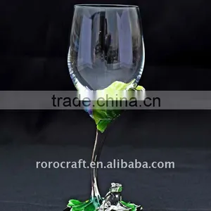 Pewter Base and Stem With Enamel Color Decoration Wine Glass thumbnail-1