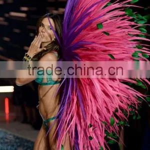 Leading Supplier CHINAZP 10-15cm Length Decorative Dyed Light Pink Stripped Coque Chicken Tail Feathers thumbnail-6