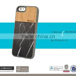 Full Protective Phone Case for Iphone 6 Case Natural Marble Pattern Cell Phone Cover for Iphone 6s Case Marble Wood thumbnail-2