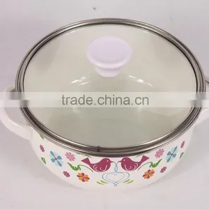 Set Of 2Pcs Birds Design Mini Enamel Cookware Set With Decoration thumbnail-3