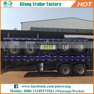 Durable 20ft 40ft Container Transport Semi Trailer 30 Ton Low Flatbed Semi Trailer thumbnail-4