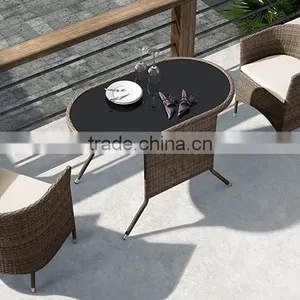 Brown Rattan Table With Chair, Outdoor Aluminum Chair thumbnail-1