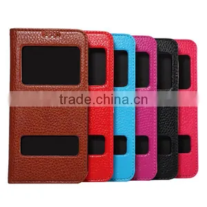 Window View Leather Case For Samsung S6 Edge With Sleep Wake Fuction, Genuine Leather Case thumbnail-6