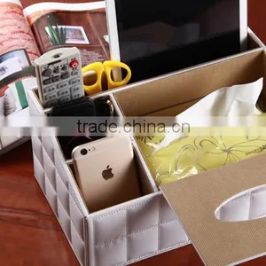 Quality PU Leather Multifunctional Desktop Storage Tissue Box thumbnail-5