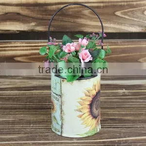2015 New Design Paper Decal Tin Flower Bucket Black Flower Bucket Wholesale thumbnail-1