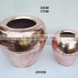 Copper Vase With Mirror Polish and Hammered Patterns thumbnail-1