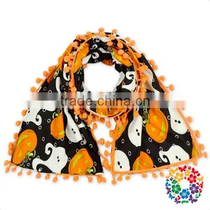Kids Fashion Halloween Black Orange Pumpkin Warm Scarf thumbnail-1