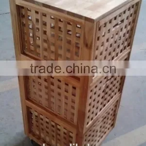 2017 New Design High Quality Wholesale Walnut Wood Laundry Basket thumbnail-3