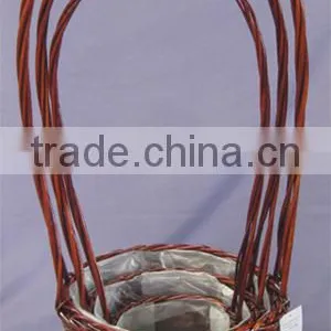 High Handle Decorative Willow Gift Basket for Flowers thumbnail-1