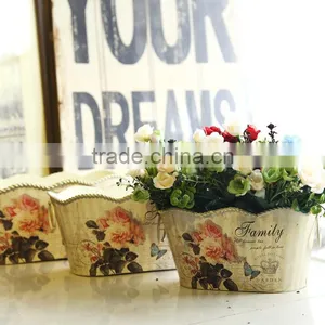 Colorful Indoor Festival Decorative Oval Metal Flower Pot thumbnail-2