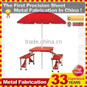 Folding Picnic PlasticTable and 4 Seats/chairs/bench With Umbrella thumbnail-1