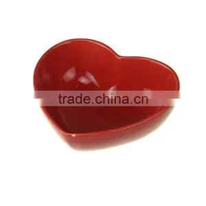 Red Color Heart Shape Ceramic Fruit Bowl thumbnail-1