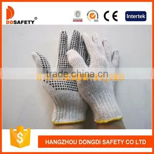 DDSAFETY 2017 Black One Side PVC Gots Gloves Bleach Cotton Gloves With Black PVC Dots thumbnail-1