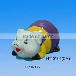 Ceramic Glazed Cute Colorful Piggy Money Box for Coins thumbnail-1