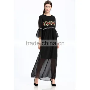 Embroidered Long Chiffon New Style Woman Maxi Dress thumbnail-3