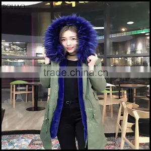 New Design Rabbit Fur Lining Parka Faux Fur Collar Jacket thumbnail-4