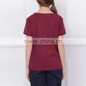 British Academy Style 2017 New Light Chinese Style School Boys and Girls Red Short Sleeved T-shirt Custom thumbnail-6