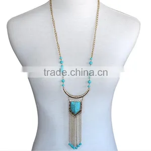 Alloy Gold Color Bead Sweater Necklace for Lady thumbnail-2