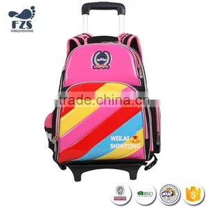 SLZ72 Latest Removable Candy Color Kids Trolley School Bag With 2 Two Wheels thumbnail-1