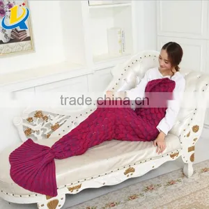 Wholesale Knitted Crochet Mermaid Tail Blanket Mermaid Tail Sleeping Bag thumbnail-1