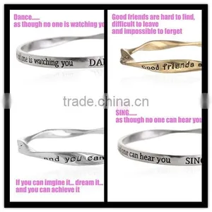 Good Friend Custom Engraved Bangle Fashion Design Friendship Bangles Twist Metal Bangle for Friend Gifts thumbnail-5