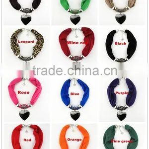 Solid Blue Women Costume Scarves Lady Head Cameo Pendant Jewelry Scarves Women Jewelry Scarves thumbnail-6
