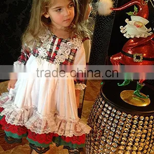 Girls Classic Long Sleeved Plaid Vintage Lace Embellished Nightgown Baby Christmas Sleepwear thumbnail-1