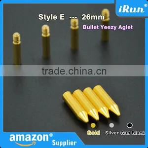 (MOQ:100pcs) Metal Aglets For Yeezy Shoe Laces Tips DIY Replacement Glue Need - 26 mm Bullet Metal Ends Replacement in 3 Colors thumbnail-1