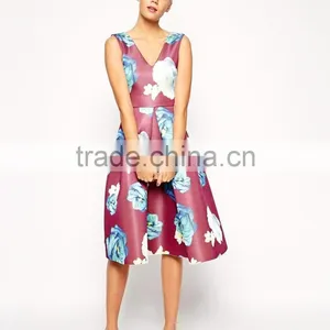 Premium Midi Dress in Bonded With Large Floral thumbnail-1